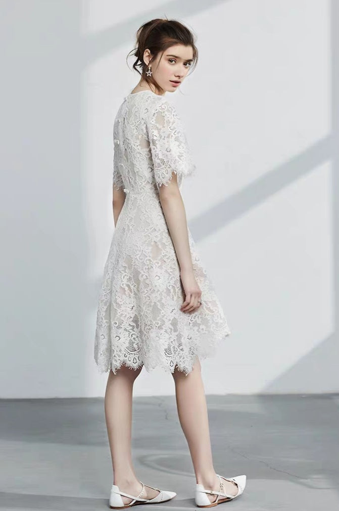 The Azalea Short Sleeve Lace Dress – WeddingConfetti