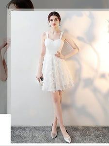 The Abby White / Black Feathered White Dress (Available in 3 Different Lengths)