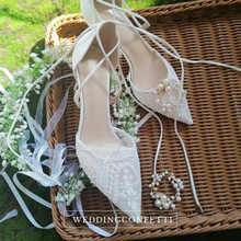 Load image into Gallery viewer, The Garden Wedding Lace Tie Heels