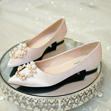 Load image into Gallery viewer, The Jazreel Wedding Bridal Pearl Pink Flats