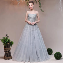 Load image into Gallery viewer, The Heather Grey Glitter Tube Gown (Customisable) - WeddingConfetti