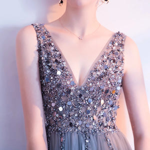The Sophiela Glittery Sleeveless Grey Sequins Gown (Available in 2 colours) - WeddingConfetti