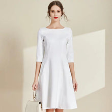 Load image into Gallery viewer, The Lisa Off White Short/Long Sleeves Round Neck Dress - WeddingConfetti