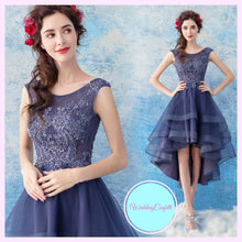 Load image into Gallery viewer, The Cecil Blue Hi Low Sleeveless Dress - WeddingConfetti