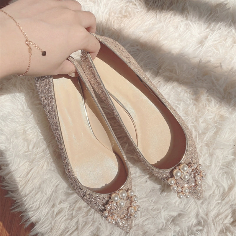 The Ixorie Wedding Champagne Bridal Flats WeddingConfetti