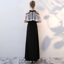 Load image into Gallery viewer, The Lorde Lace Off Shoulder / Halter Black Dress - WeddingConfetti