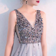 Load image into Gallery viewer, The Sophiela Glittery Sleeveless Grey Sequins Gown (Available in 2 colours) - WeddingConfetti
