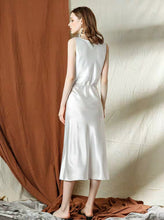 Load image into Gallery viewer, The Katelle White Satin Dress - WeddingConfetti