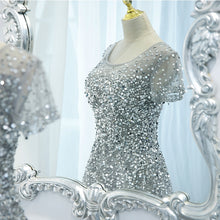 Load image into Gallery viewer, The Laurent Grey Short Sleeves Glitter Gown