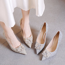 Load image into Gallery viewer, The Belline Wedding Bridal Gold/Silver Glitter Heels