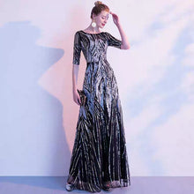 Load image into Gallery viewer, The Ariel Black Long Sleeves Gown - WeddingConfetti