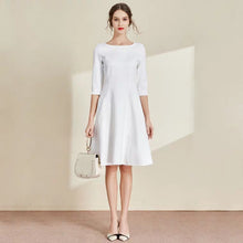 Load image into Gallery viewer, The Lisa Off White Short/Long Sleeves Round Neck Dress - WeddingConfetti