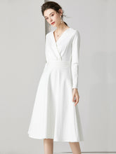 Load image into Gallery viewer, The Chantel Long/Mid Sleeves White Midi Dress