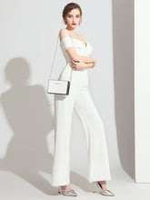 Load image into Gallery viewer, The Terri Off White/Black Off Shoulder Jumpsuit