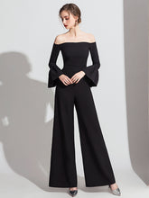 Load image into Gallery viewer, The Fessel White/Black Off Shoulder Jumpsuit