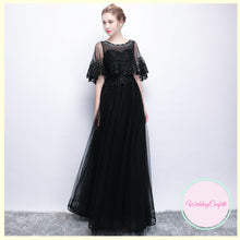 Load image into Gallery viewer, The Cecily Lace Black Illusion Sleeves Gown - WeddingConfetti