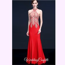 Load image into Gallery viewer, The Esmeralda Wedding Bridal Halter Gold / Red / Blue Dress / Gown - WeddingConfetti