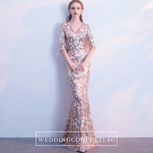 Load image into Gallery viewer, The Jaycyntha Gold Sequins Long Sleeves Gown - WeddingConfetti
