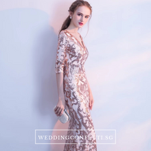 Load image into Gallery viewer, The Jaycyntha Gold Sequins Long Sleeves Gown - WeddingConfetti