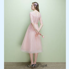 Load image into Gallery viewer, The Leanne Pink Illusion Lace Long Sleeves Dress - WeddingConfetti