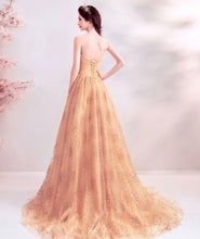 Load image into Gallery viewer, The Marlowe Champagne Tube Gown - WeddingConfetti