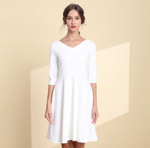The Mary White Short Sleeeves Dress (Available in Long Sleeves) - WeddingConfetti