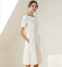 Load image into Gallery viewer, The Lisa Off White Short/Long Sleeves Round Neck Dress - WeddingConfetti