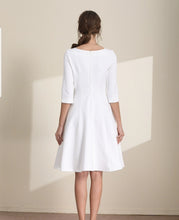 Load image into Gallery viewer, The Lisa Off White Short/Long Sleeves Round Neck Dress - WeddingConfetti