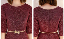 Load image into Gallery viewer, The Dianthe Short Sleeve Wine Red Sequined Dress - WeddingConfetti