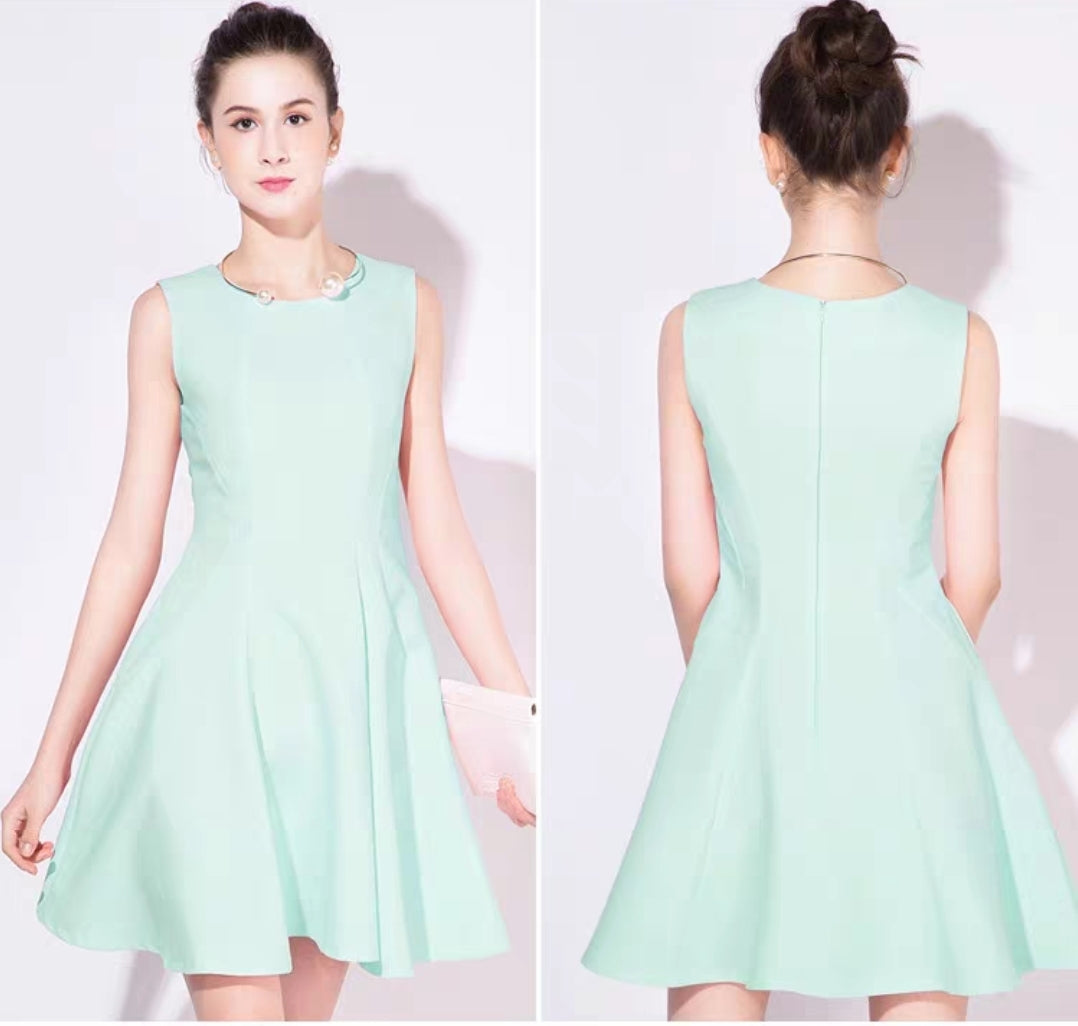 The Hailey White Pink Mint Green Sleeveless Dress