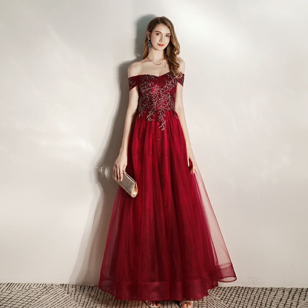 Red gown prom on sale dress