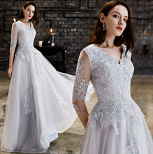 Load image into Gallery viewer, The Cassendra Blue Long Sleeves Gown
