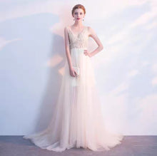 Load image into Gallery viewer, The Sophiare Champagne Glittery Sleeveless Cocktail Dress (Available in 2 Lengths)