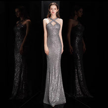 Load image into Gallery viewer, The Rhonda Halter Sequined Gown (Available in 2 Colours)