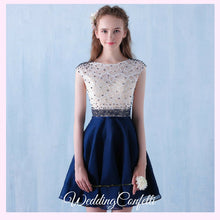 Load image into Gallery viewer, The Tabitha White Navy Blue Dress (Available in Different Lengths) - WeddingConfetti