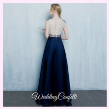 Load image into Gallery viewer, The Tabitha White Navy Blue Dress (Available in Different Lengths) - WeddingConfetti