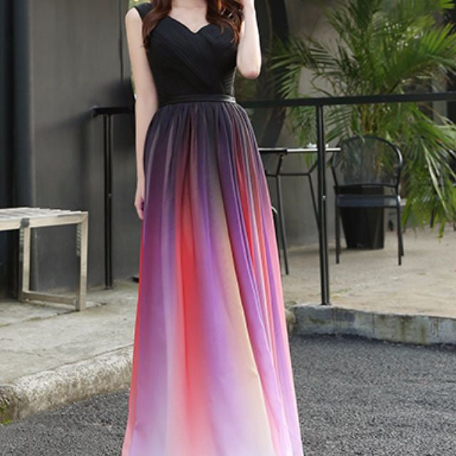 elie saab purple ombre dress Elie Saab Strapless Ombr Silk-Blend Chiffon And Velvet Gown - Purple