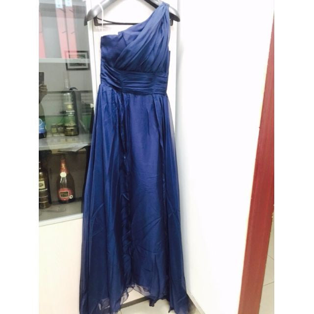 The Donatella Blue Toga Long Evening Gown  WeddingConfetti