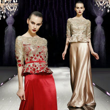 Load image into Gallery viewer, The Rosalyn Gold / Red Pleated Gown - WeddingConfetti