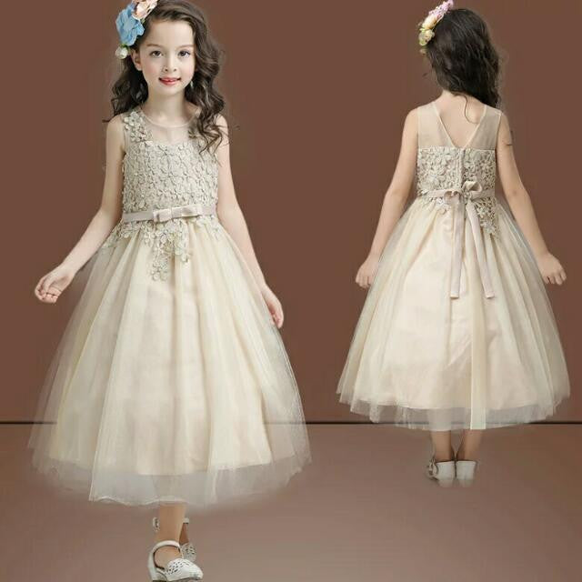 The Olivia Champagne Flower Girl Dress WeddingConfetti