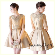 Load image into Gallery viewer, The Arissa Gold Embroidered Dress - WeddingConfetti