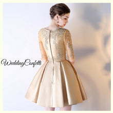 Load image into Gallery viewer, The Arissa Gold Embroidered Dress - WeddingConfetti