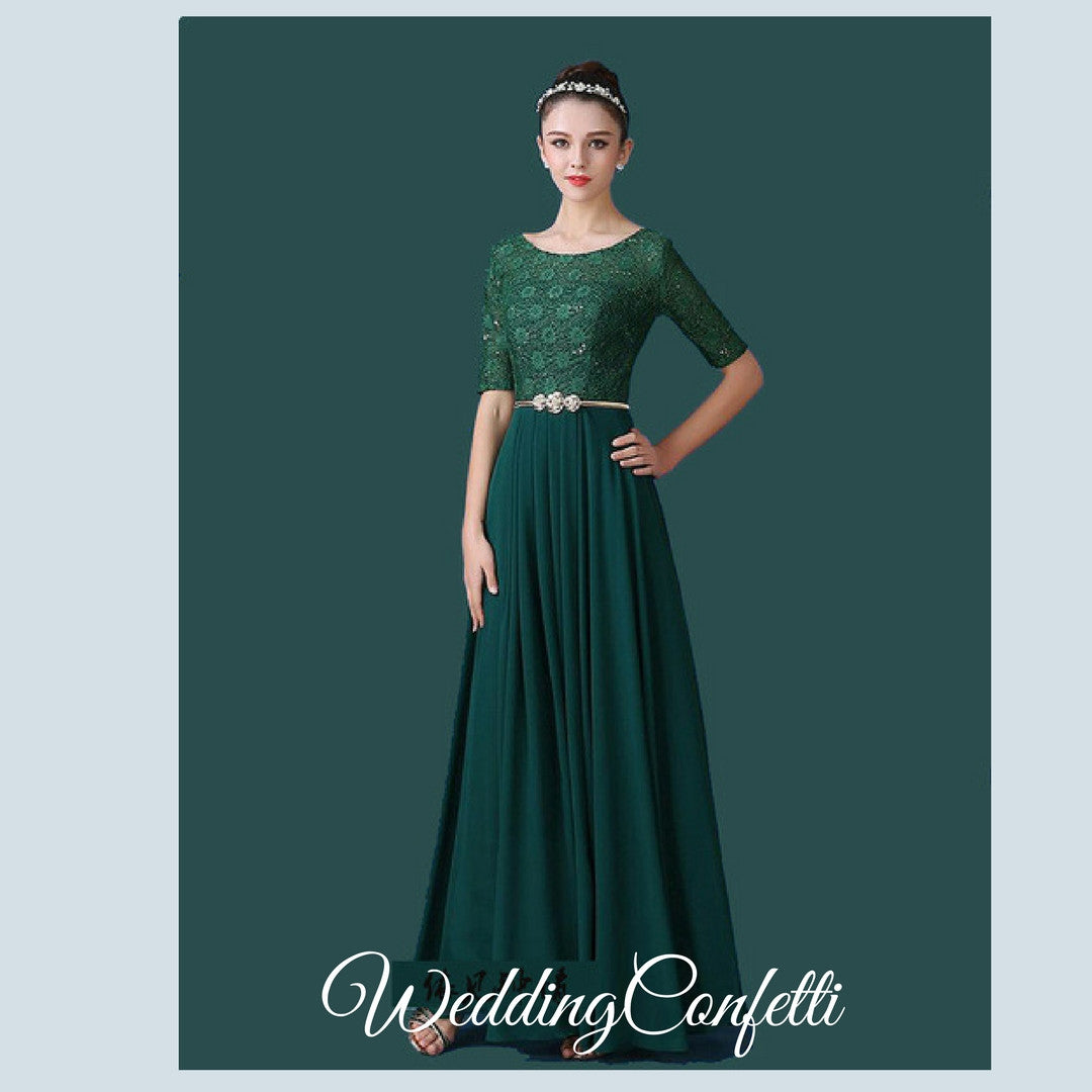 The Rosetta Black Grey Red Coral Green Lace Sleeves
