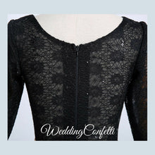 Load image into Gallery viewer, The Rosetta Black / Grey / Red / Coral / Green Lace Sleeves Evening Gown - WeddingConfetti
