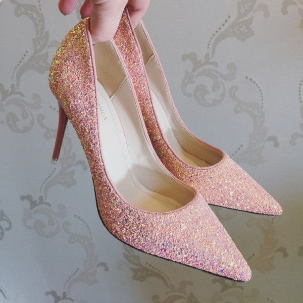 Wedding Shoes Pink Glitter Kitten Heels The Kosta Wedding Bridal