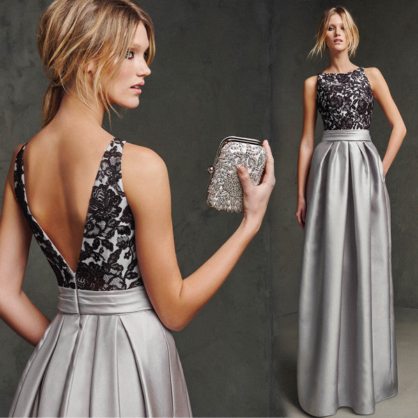 Grey color evening on sale gown