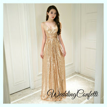 Load image into Gallery viewer, The Erinsa Gold Sleeveless Evening Gown - WeddingConfetti