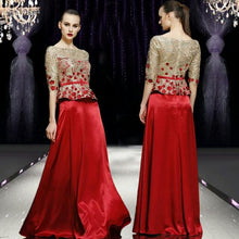 Load image into Gallery viewer, The Rosalyn Gold / Red Pleated Gown - WeddingConfetti