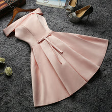 Load image into Gallery viewer, The Charlize White / Beige / Pink Off Shoulder Satin Dress - WeddingConfetti
