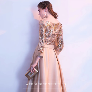 The Tessa Gold / Silver / Red / Black / Green Long Sleeve Gown (Available in 5 colours) - WeddingConfetti